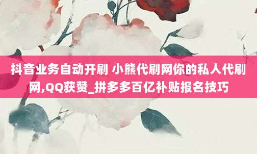 抖音业务自动开刷 小熊代刷网你的私人代刷网,QQ获赞_拼多多百亿补贴报名技巧